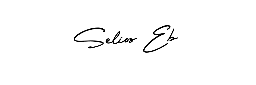 The best way (AmerikaSignatureDemo-Regular) to make a short signature is to pick only two or three words in your name. The name Selios Eb include a total of six letters. For converting this name. Selios Eb signature style 3 images and pictures png