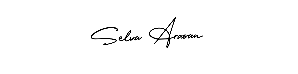 The best way (AmerikaSignatureDemo-Regular) to make a short signature is to pick only two or three words in your name. The name Selva Arasan include a total of six letters. For converting this name. Selva Arasan signature style 3 images and pictures png