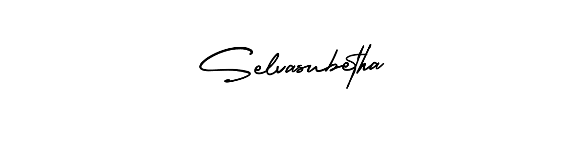 The best way (AmerikaSignatureDemo-Regular) to make a short signature is to pick only two or three words in your name. The name Selvasubetha include a total of six letters. For converting this name. Selvasubetha signature style 3 images and pictures png