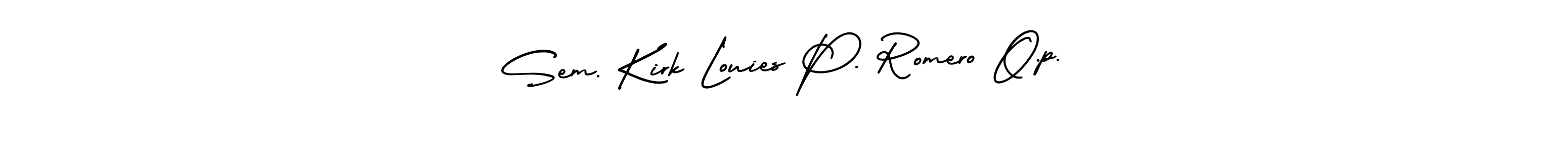 Sem. Kirk Louies P. Romero O.p. stylish signature style. Best Handwritten Sign (AmerikaSignatureDemo-Regular) for my name. Handwritten Signature Collection Ideas for my name Sem. Kirk Louies P. Romero O.p.. Sem. Kirk Louies P. Romero O.p. signature style 3 images and pictures png