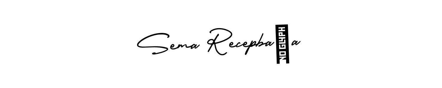 You should practise on your own different ways (AmerikaSignatureDemo-Regular) to write your name (Sema RecepbaŞa) in signature. don't let someone else do it for you. Sema RecepbaŞa signature style 3 images and pictures png