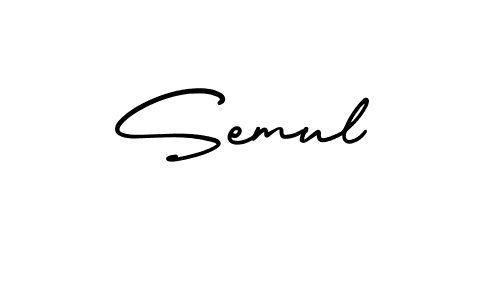 You should practise on your own different ways (AmerikaSignatureDemo-Regular) to write your name (Semul) in signature. don't let someone else do it for you. Semul signature style 3 images and pictures png