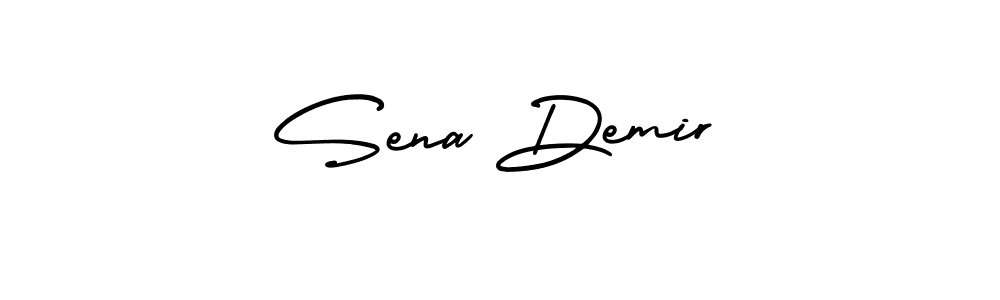 You should practise on your own different ways (AmerikaSignatureDemo-Regular) to write your name (Sena Demir) in signature. don't let someone else do it for you. Sena Demir signature style 3 images and pictures png