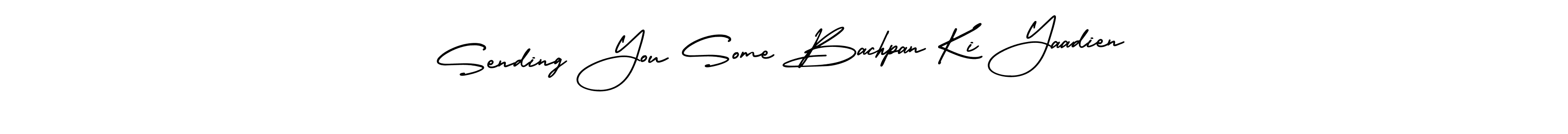 The best way (AmerikaSignatureDemo-Regular) to make a short signature is to pick only two or three words in your name. The name Sending You Some Bachpan Ki Yaadien include a total of six letters. For converting this name. Sending You Some Bachpan Ki Yaadien signature style 3 images and pictures png