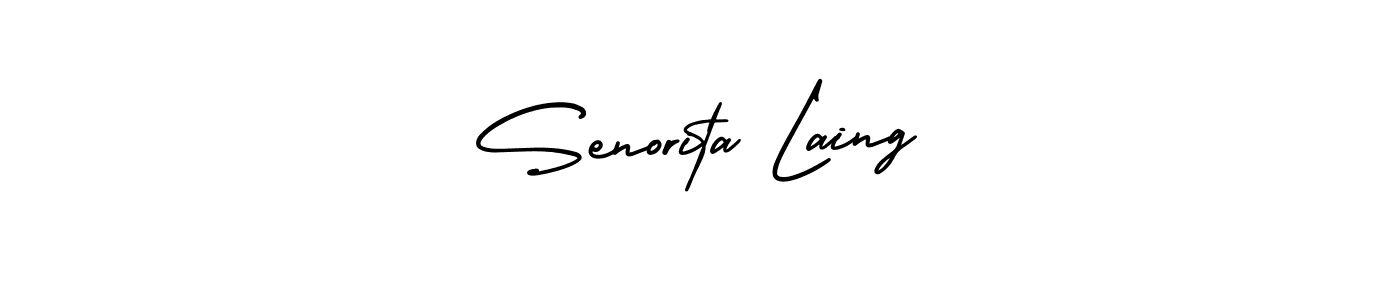 Make a short Senorita Laing signature style. Manage your documents anywhere anytime using AmerikaSignatureDemo-Regular. Create and add eSignatures, submit forms, share and send files easily. Senorita Laing signature style 3 images and pictures png