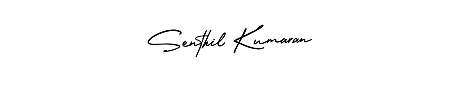 The best way (AmerikaSignatureDemo-Regular) to make a short signature is to pick only two or three words in your name. The name Senthil Kumaran include a total of six letters. For converting this name. Senthil Kumaran signature style 3 images and pictures png