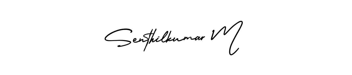 Make a beautiful signature design for name Senthilkumar M. With this signature (AmerikaSignatureDemo-Regular) style, you can create a handwritten signature for free. Senthilkumar M signature style 3 images and pictures png