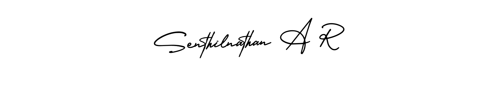 This is the best signature style for the Senthilnathan A R name. Also you like these signature font (AmerikaSignatureDemo-Regular). Mix name signature. Senthilnathan A R signature style 3 images and pictures png