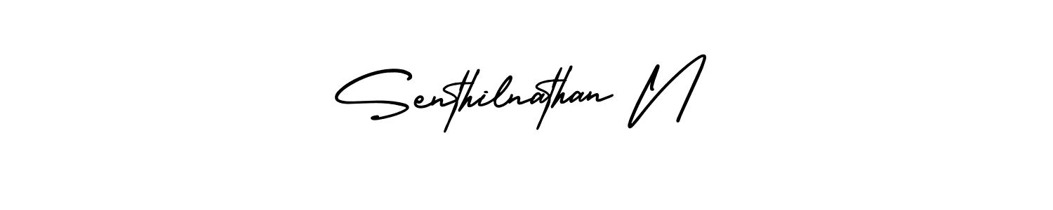 Use a signature maker to create a handwritten signature online. With this signature software, you can design (AmerikaSignatureDemo-Regular) your own signature for name Senthilnathan N. Senthilnathan N signature style 3 images and pictures png