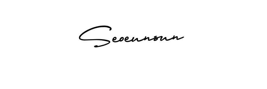 The best way (AmerikaSignatureDemo-Regular) to make a short signature is to pick only two or three words in your name. The name Seoeunsun include a total of six letters. For converting this name. Seoeunsun signature style 3 images and pictures png