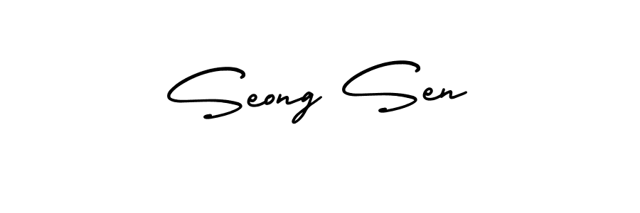 The best way (AmerikaSignatureDemo-Regular) to make a short signature is to pick only two or three words in your name. The name Seong Sen include a total of six letters. For converting this name. Seong Sen signature style 3 images and pictures png
