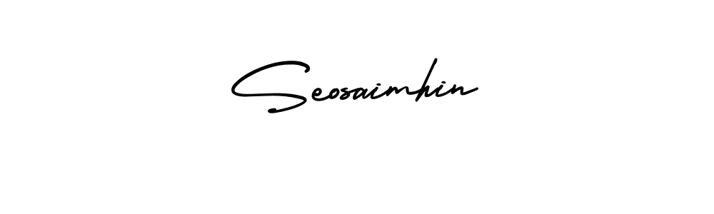 You should practise on your own different ways (AmerikaSignatureDemo-Regular) to write your name (Seosaimhin) in signature. don't let someone else do it for you. Seosaimhin signature style 3 images and pictures png