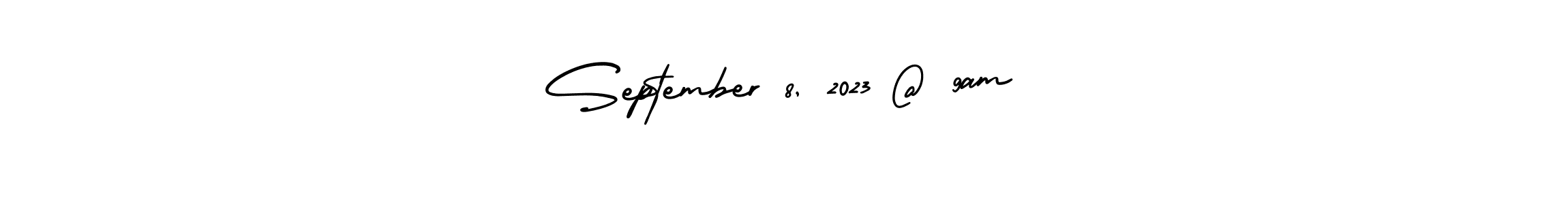 The best way (AmerikaSignatureDemo-Regular) to make a short signature is to pick only two or three words in your name. The name September 8, 2023 @ 9am include a total of six letters. For converting this name. September 8, 2023 @ 9am signature style 3 images and pictures png