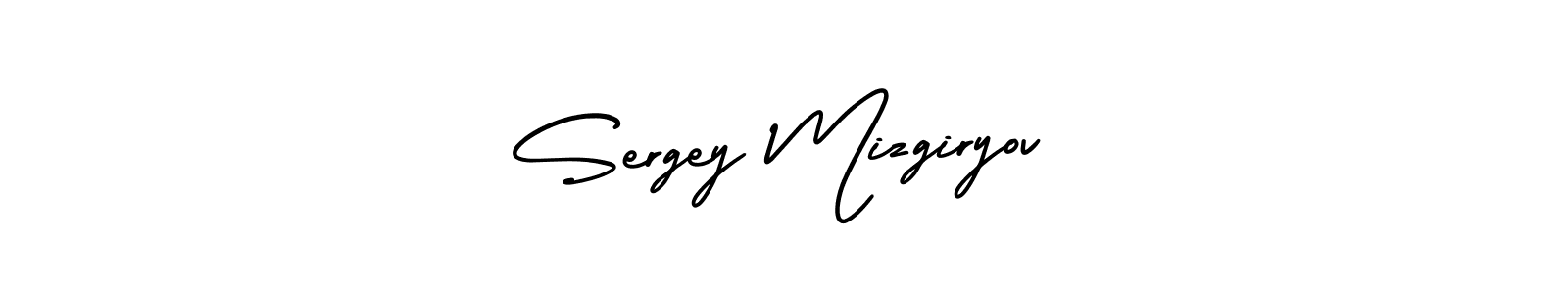 This is the best signature style for the Sergey Mizgiryov name. Also you like these signature font (AmerikaSignatureDemo-Regular). Mix name signature. Sergey Mizgiryov signature style 3 images and pictures png