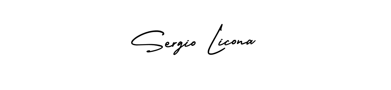 This is the best signature style for the Sergio Licona name. Also you like these signature font (AmerikaSignatureDemo-Regular). Mix name signature. Sergio Licona signature style 3 images and pictures png