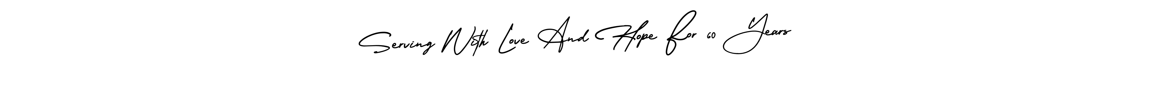 How to make Serving With Love And Hope For 60 Years signature? AmerikaSignatureDemo-Regular is a professional autograph style. Create handwritten signature for Serving With Love And Hope For 60 Years name. Serving With Love And Hope For 60 Years signature style 3 images and pictures png