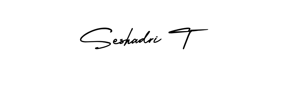 You should practise on your own different ways (AmerikaSignatureDemo-Regular) to write your name (Seshadri T) in signature. don't let someone else do it for you. Seshadri T signature style 3 images and pictures png