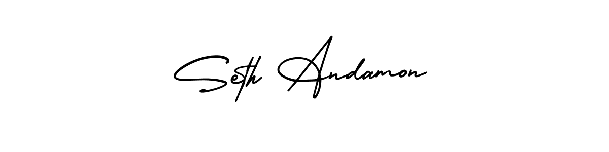 How to make Seth Andamon name signature. Use AmerikaSignatureDemo-Regular style for creating short signs online. This is the latest handwritten sign. Seth Andamon signature style 3 images and pictures png