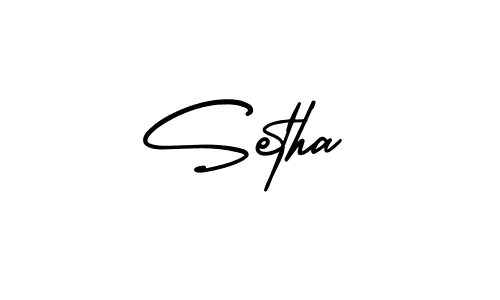 You should practise on your own different ways (AmerikaSignatureDemo-Regular) to write your name (Setha) in signature. don't let someone else do it for you. Setha signature style 3 images and pictures png