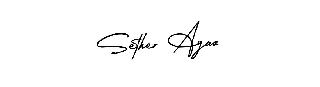 You should practise on your own different ways (AmerikaSignatureDemo-Regular) to write your name (Sether Ayaz) in signature. don't let someone else do it for you. Sether Ayaz signature style 3 images and pictures png