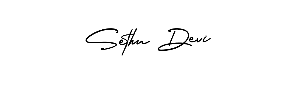 The best way (AmerikaSignatureDemo-Regular) to make a short signature is to pick only two or three words in your name. The name Sethu Devi include a total of six letters. For converting this name. Sethu Devi signature style 3 images and pictures png