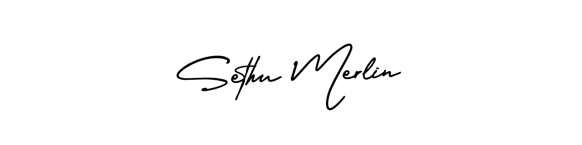 Similarly AmerikaSignatureDemo-Regular is the best handwritten signature design. Signature creator online .You can use it as an online autograph creator for name Sethu Merlin. Sethu Merlin signature style 3 images and pictures png