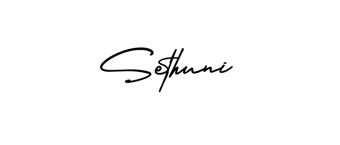 Make a beautiful signature design for name Sethuni. With this signature (AmerikaSignatureDemo-Regular) style, you can create a handwritten signature for free. Sethuni signature style 3 images and pictures png