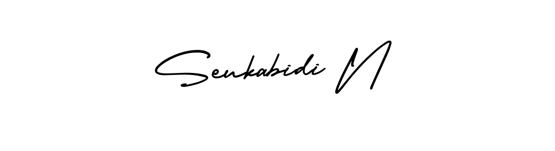 The best way (AmerikaSignatureDemo-Regular) to make a short signature is to pick only two or three words in your name. The name Seukabidi N include a total of six letters. For converting this name. Seukabidi N signature style 3 images and pictures png