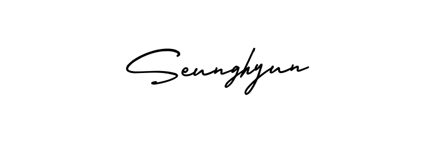 How to make Seunghyun signature? AmerikaSignatureDemo-Regular is a professional autograph style. Create handwritten signature for Seunghyun name. Seunghyun signature style 3 images and pictures png