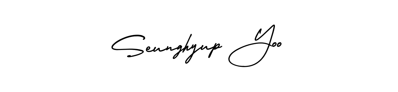 AmerikaSignatureDemo-Regular is a professional signature style that is perfect for those who want to add a touch of class to their signature. It is also a great choice for those who want to make their signature more unique. Get Seunghyup Yoo name to fancy signature for free. Seunghyup Yoo signature style 3 images and pictures png