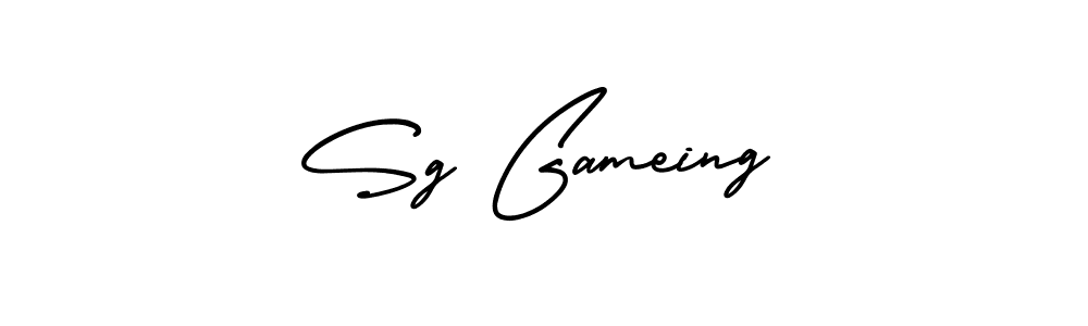 The best way (AmerikaSignatureDemo-Regular) to make a short signature is to pick only two or three words in your name. The name Sg Gameing include a total of six letters. For converting this name. Sg Gameing signature style 3 images and pictures png