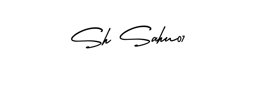 This is the best signature style for the Sh Sahu07 name. Also you like these signature font (AmerikaSignatureDemo-Regular). Mix name signature. Sh Sahu07 signature style 3 images and pictures png