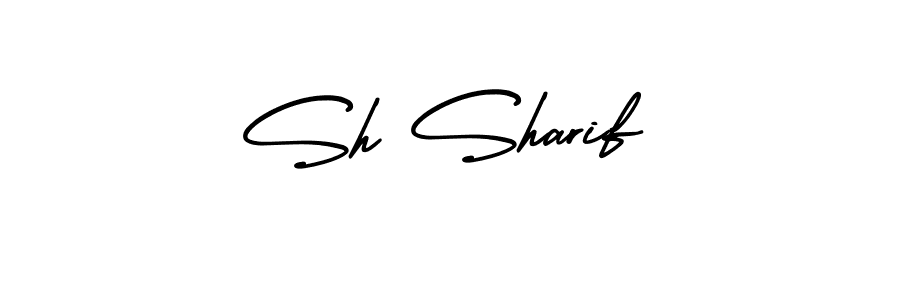 The best way (AmerikaSignatureDemo-Regular) to make a short signature is to pick only two or three words in your name. The name Sh Sharif include a total of six letters. For converting this name. Sh Sharif signature style 3 images and pictures png