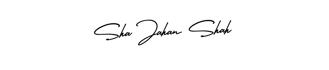 You should practise on your own different ways (AmerikaSignatureDemo-Regular) to write your name (Sha Jahan Shah) in signature. don't let someone else do it for you. Sha Jahan Shah signature style 3 images and pictures png