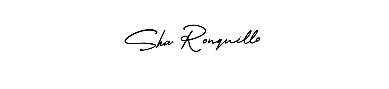 The best way (AmerikaSignatureDemo-Regular) to make a short signature is to pick only two or three words in your name. The name Sha Ronquillo include a total of six letters. For converting this name. Sha Ronquillo signature style 3 images and pictures png