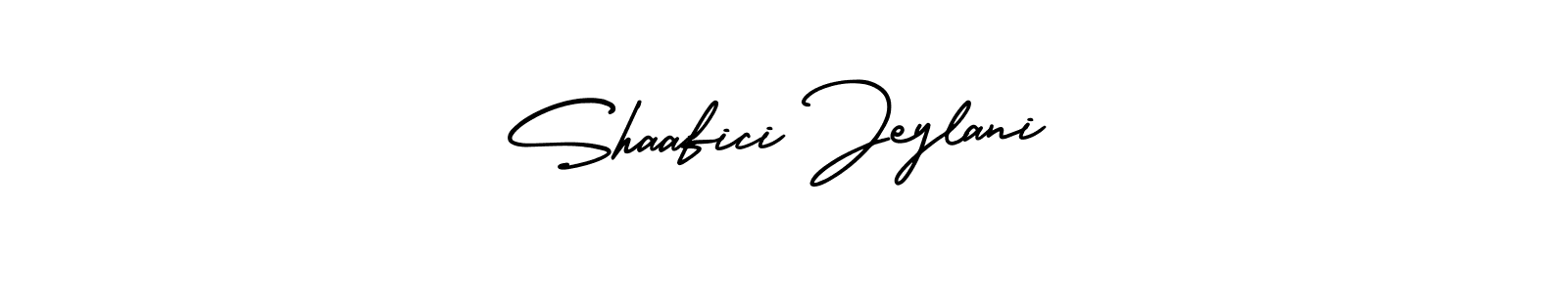 You should practise on your own different ways (AmerikaSignatureDemo-Regular) to write your name (Shaafici Jeylani) in signature. don't let someone else do it for you. Shaafici Jeylani signature style 3 images and pictures png