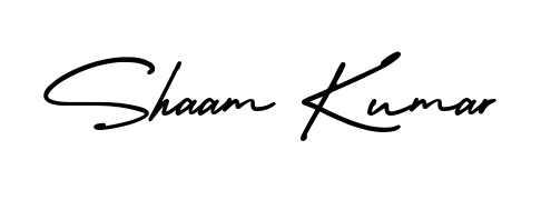 Master the art of signing with Shaam Kumar written in fluent AmerikaSignatureDemo-Regular script. A great template to practice and refine your handwriting. Shaam Kumar signature style 3 images and pictures png
