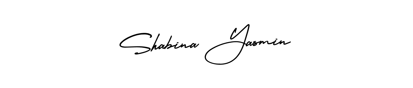 This is the best signature style for the Shabina Yasmin name. Also you like these signature font (AmerikaSignatureDemo-Regular). Mix name signature. Shabina Yasmin signature style 3 images and pictures png