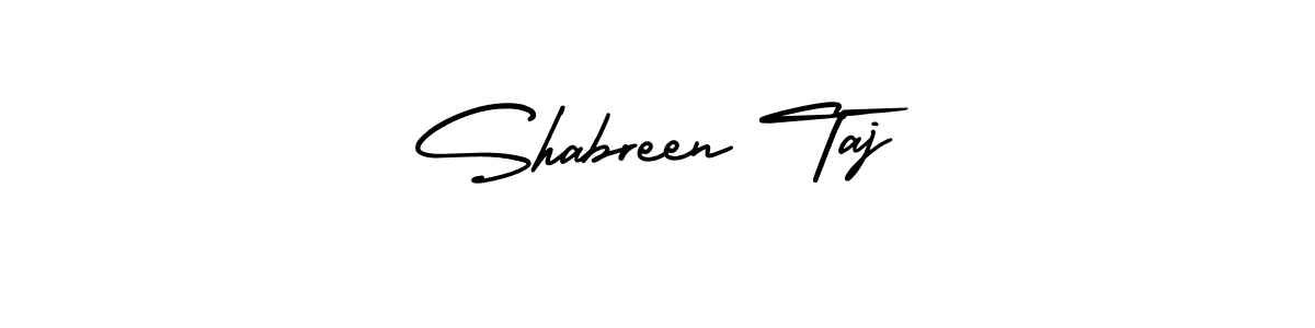 The best way (AmerikaSignatureDemo-Regular) to make a short signature is to pick only two or three words in your name. The name Shabreen Taj include a total of six letters. For converting this name. Shabreen Taj signature style 3 images and pictures png
