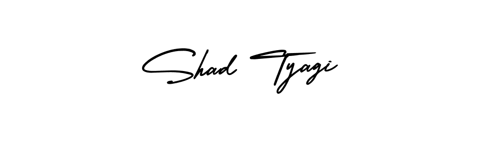 The best way (AmerikaSignatureDemo-Regular) to make a short signature is to pick only two or three words in your name. The name Shad Tyagi include a total of six letters. For converting this name. Shad Tyagi signature style 3 images and pictures png
