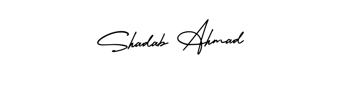 This is the best signature style for the Shadab Ahmad name. Also you like these signature font (AmerikaSignatureDemo-Regular). Mix name signature. Shadab Ahmad signature style 3 images and pictures png