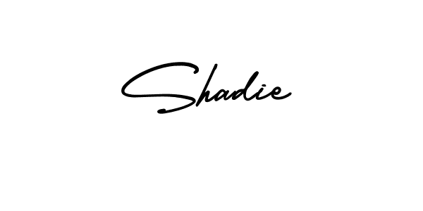 You should practise on your own different ways (AmerikaSignatureDemo-Regular) to write your name (Shadie) in signature. don't let someone else do it for you. Shadie signature style 3 images and pictures png