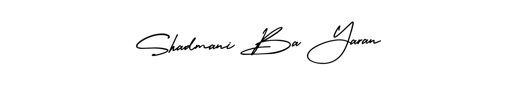 This is the best signature style for the Shadmani Ba Yaran name. Also you like these signature font (AmerikaSignatureDemo-Regular). Mix name signature. Shadmani Ba Yaran signature style 3 images and pictures png