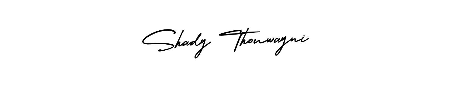 You should practise on your own different ways (AmerikaSignatureDemo-Regular) to write your name (Shady Thouwayni) in signature. don't let someone else do it for you. Shady Thouwayni signature style 3 images and pictures png