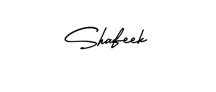 How to make Shafeek name signature. Use AmerikaSignatureDemo-Regular style for creating short signs online. This is the latest handwritten sign. Shafeek signature style 3 images and pictures png