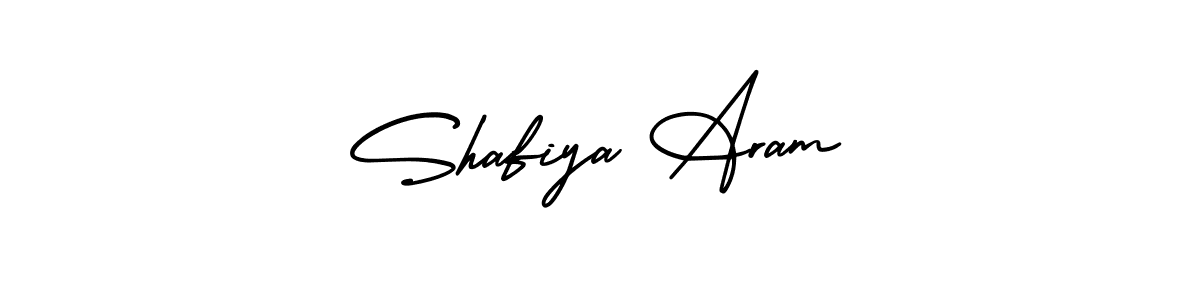 The best way (AmerikaSignatureDemo-Regular) to make a short signature is to pick only two or three words in your name. The name Shafiya Aram include a total of six letters. For converting this name. Shafiya Aram signature style 3 images and pictures png