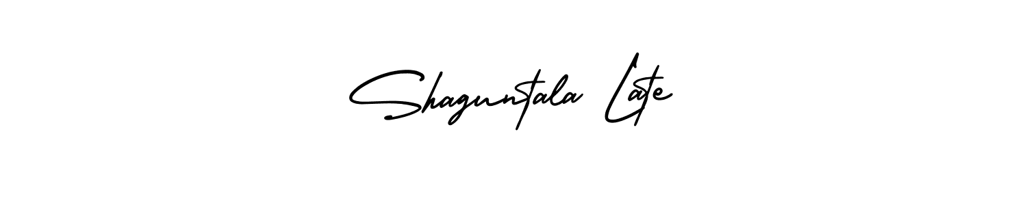 The best way (AmerikaSignatureDemo-Regular) to make a short signature is to pick only two or three words in your name. The name Shaguntala Late include a total of six letters. For converting this name. Shaguntala Late signature style 3 images and pictures png