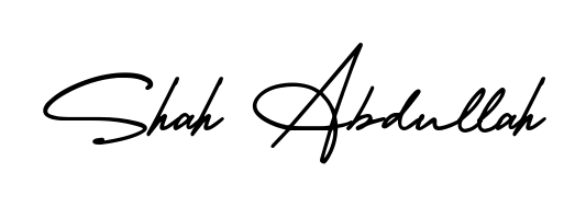 A stylish, flowing autograph style designed for name Shah Abdullah using AmerikaSignatureDemo-Regular typography. Perfect for digital creative projects. Shah Abdullah signature style 3 images and pictures png