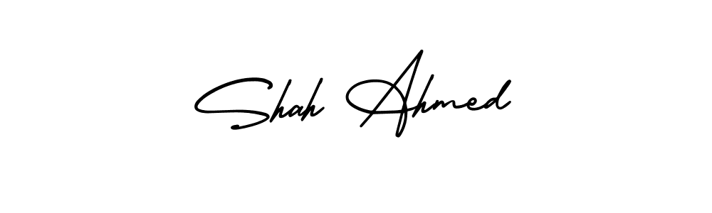 The best way (AmerikaSignatureDemo-Regular) to make a short signature is to pick only two or three words in your name. The name Shah Ahmed include a total of six letters. For converting this name. Shah Ahmed signature style 3 images and pictures png