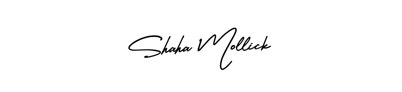 The best way (AmerikaSignatureDemo-Regular) to make a short signature is to pick only two or three words in your name. The name Shaha Mollick include a total of six letters. For converting this name. Shaha Mollick signature style 3 images and pictures png
